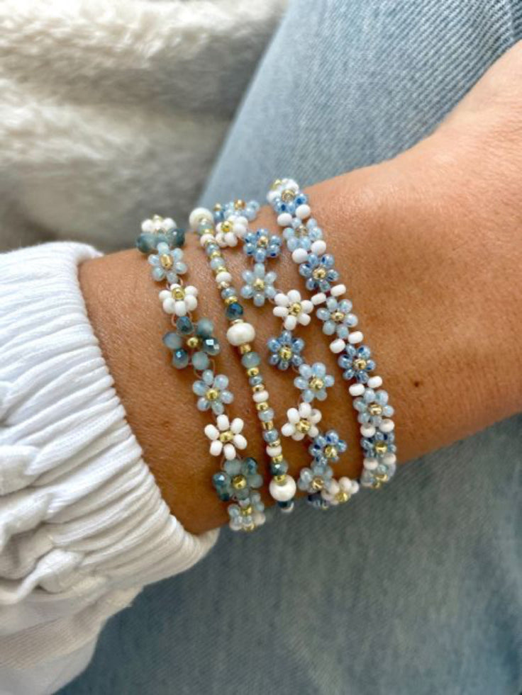 Forget-Me-Not Beaded Stack (Set of 4)