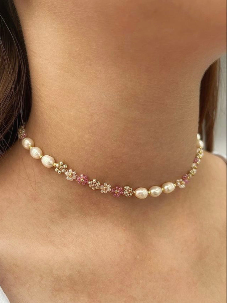 Rose Quartz Pearl Choker