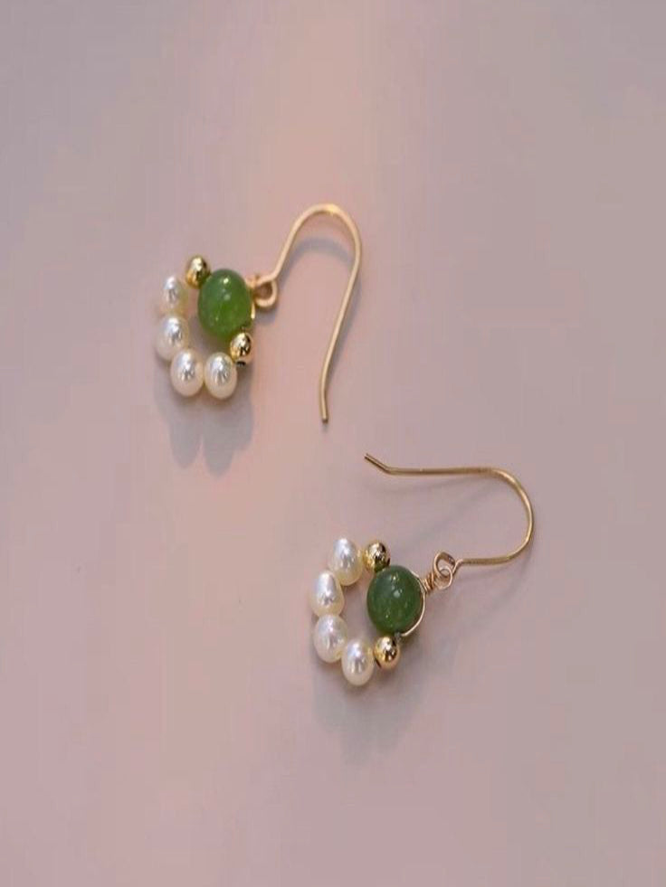 Moss Bloom Pearl Drop Earrings