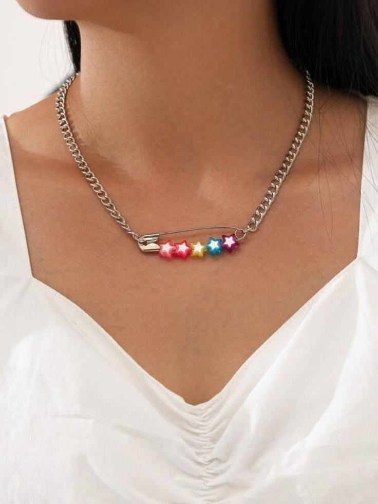 Rainbow Star Pin Chain